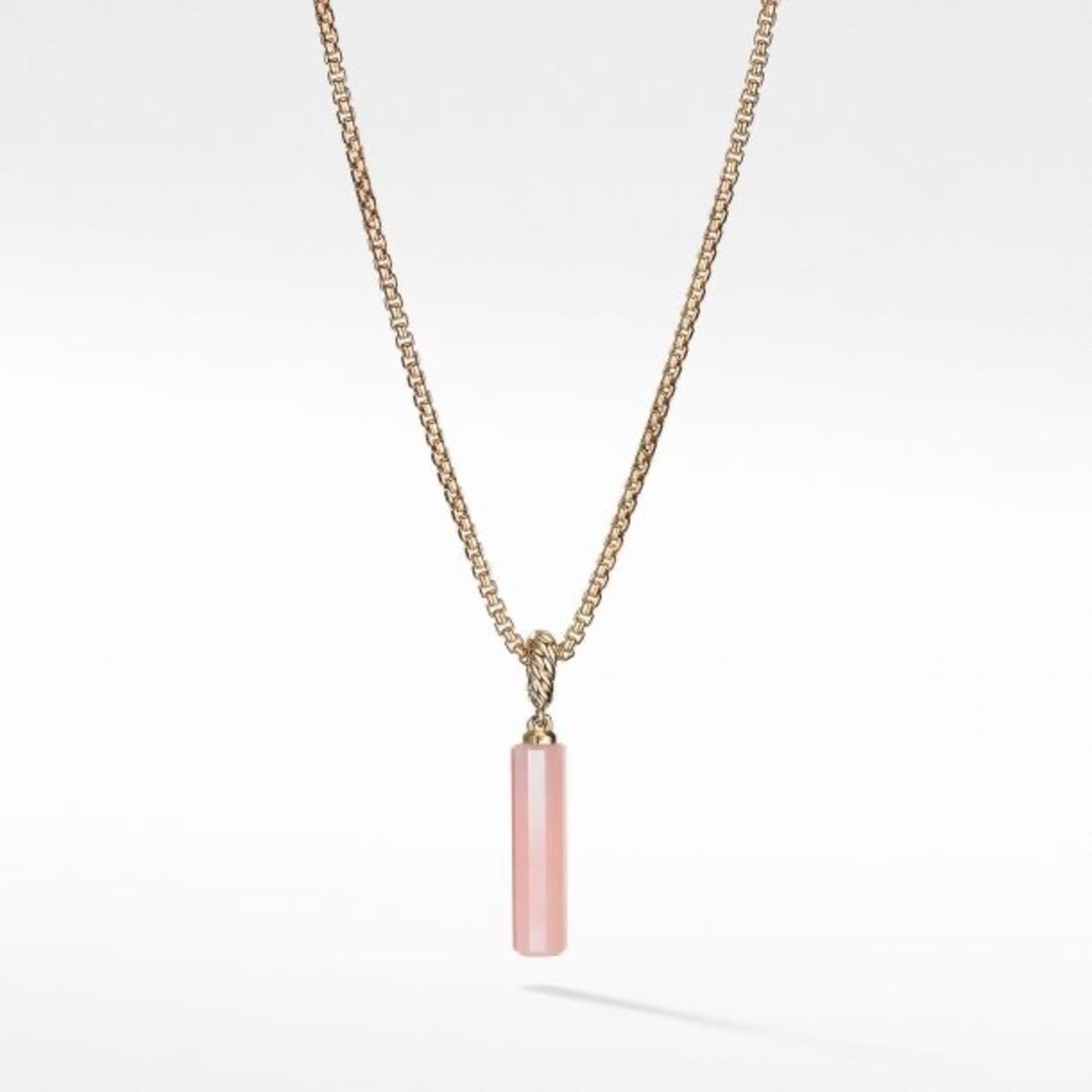 David Yurman Barrel Amulet with Pink Opal and 18K Yellow Gold, 20mm